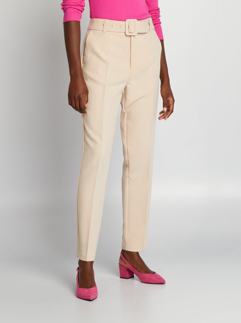 Pantaloni carrot fit morbidi BEIGE - Kiabi