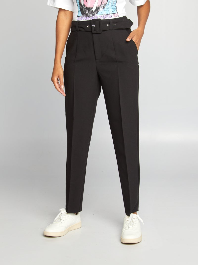 Pantaloni carrot fit morbidi NERO - Kiabi