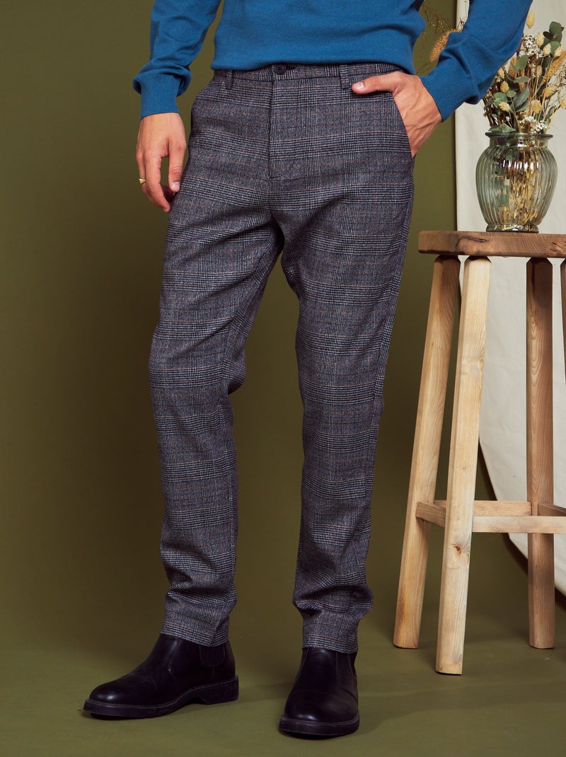 Pantaloni chino a quadri GRIGIO - Kiabi