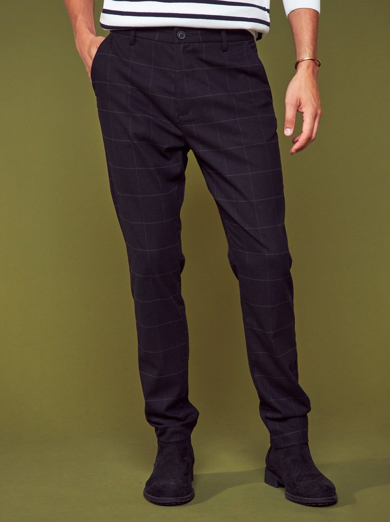 Pantaloni chino a quadri NERO - Kiabi