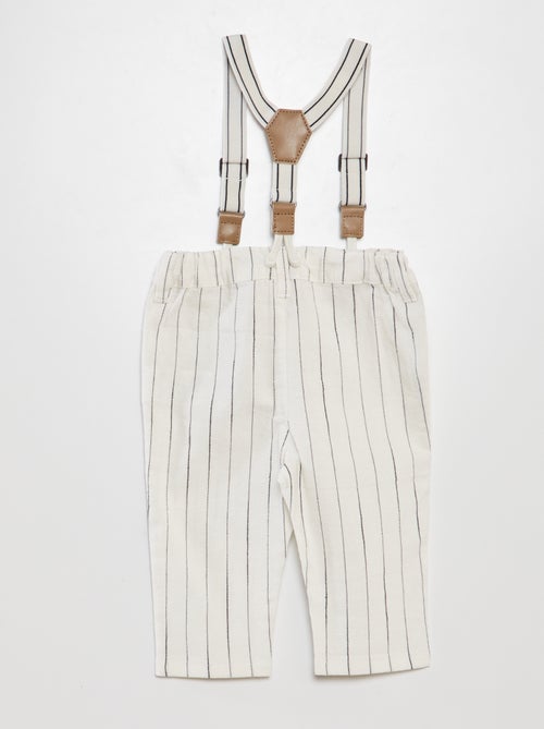 Pantaloni chino a righe con bretelle - Kiabi