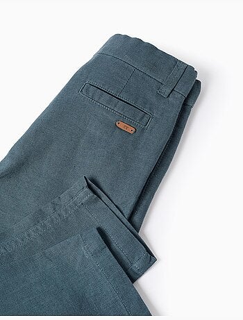 Pantaloni chino a taglio dritto in lino e cotone