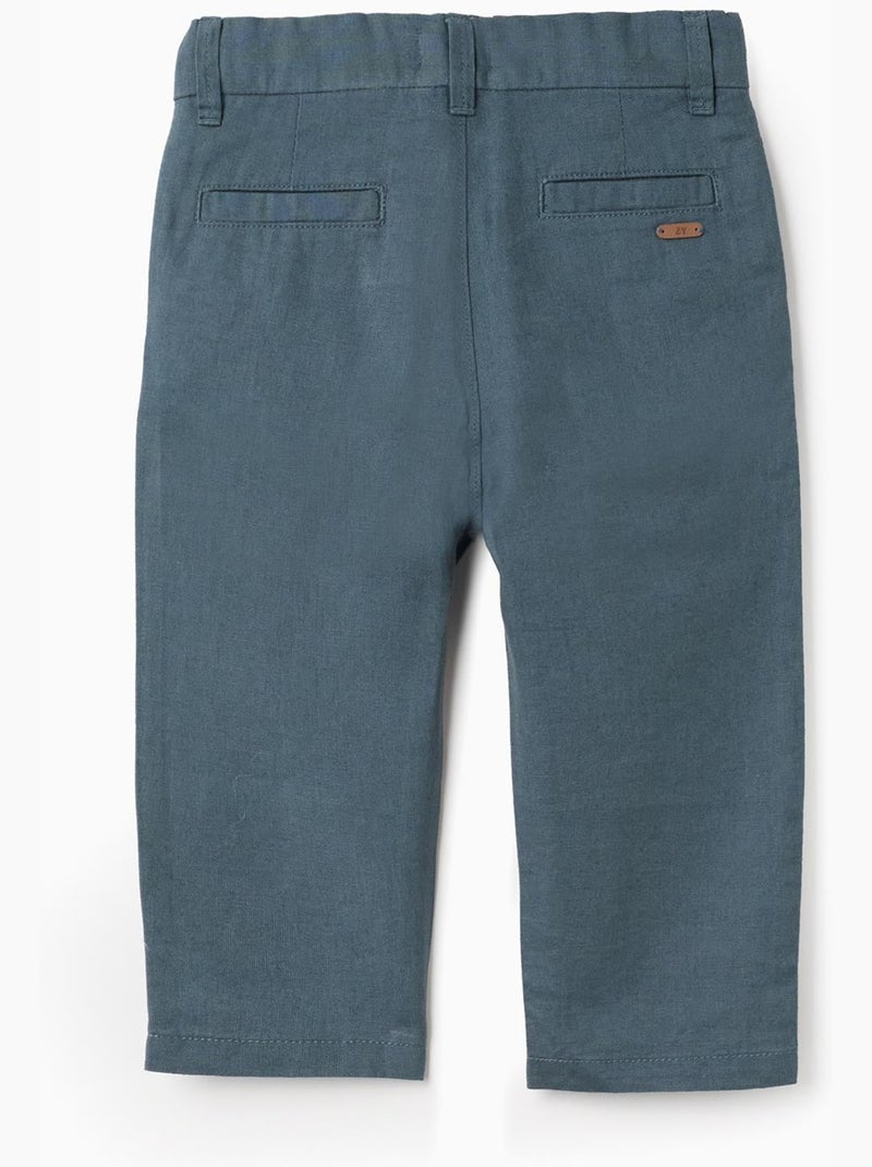 Pantaloni chino a taglio dritto in lino e cotone Blu scuro - Kiabi