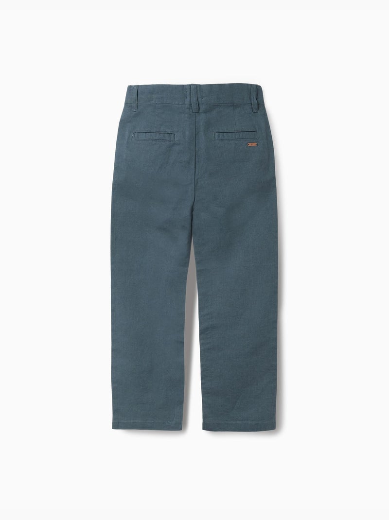 Pantaloni chino a taglio dritto in lino e cotone Blu scuro - Kiabi
