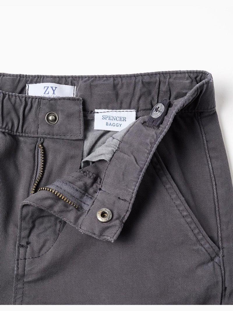 Pantaloni chino baggy in twill b&s Grigio scuro - Kiabi