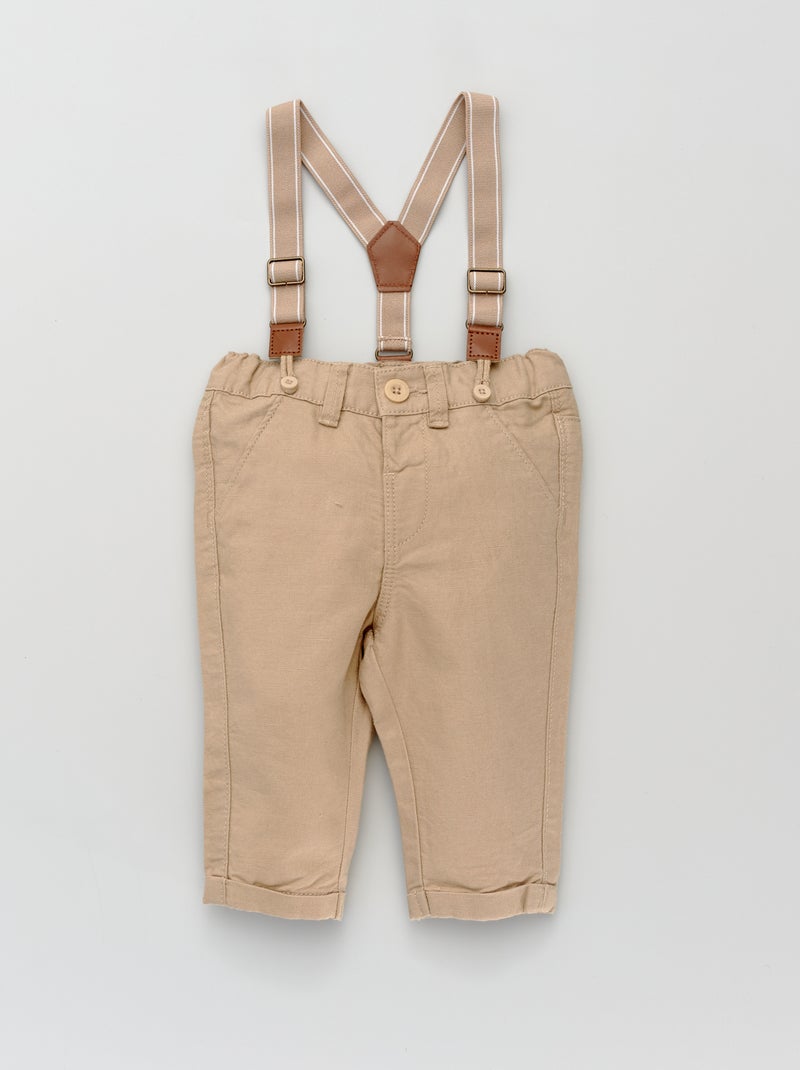 Pantaloni chino con bretelle BEIGE - Kiabi