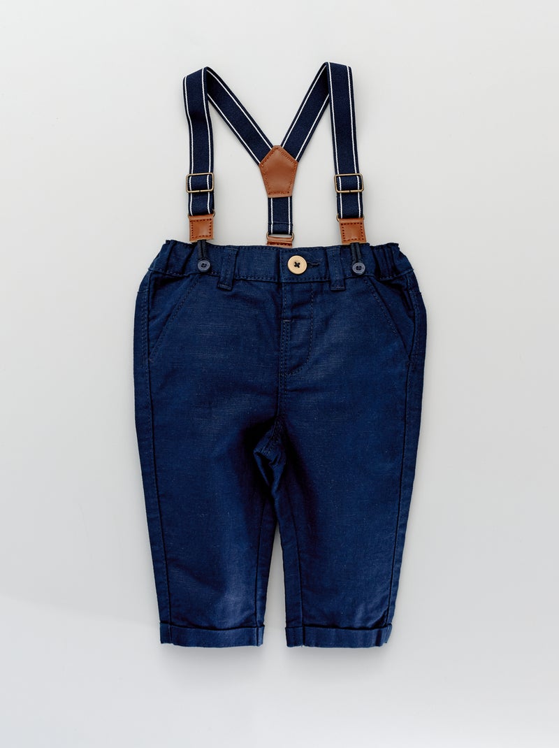 Pantaloni chino con bretelle blu - Kiabi