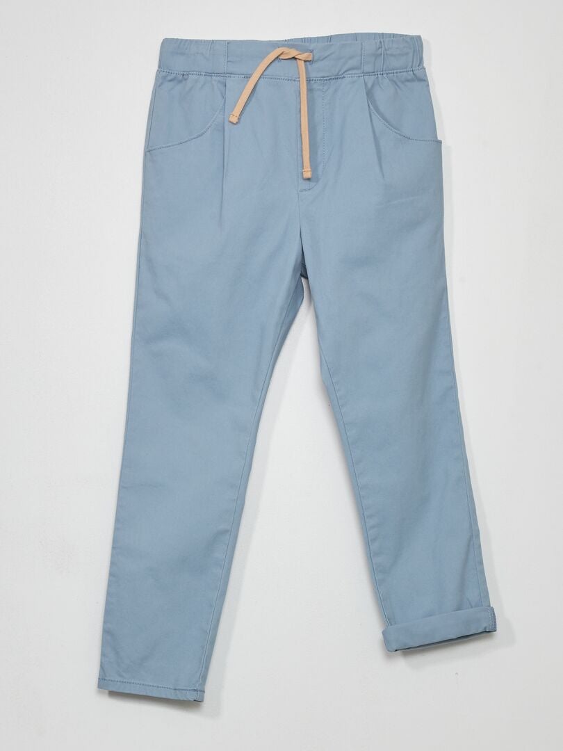 Pantaloni chino con cordoncini a contrasto blu denim - Kiabi