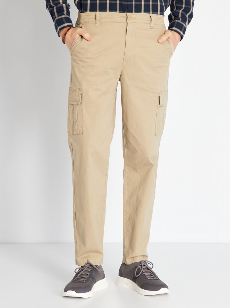 Pantaloni chino con tasche cargo beige melange - Kiabi