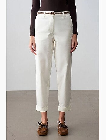 Pantaloni chino dritti con cintura in gabardina dilvin