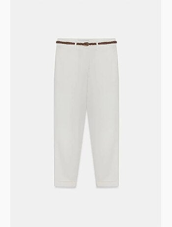 Pantaloni chino dritti con cintura in gabardina dilvin