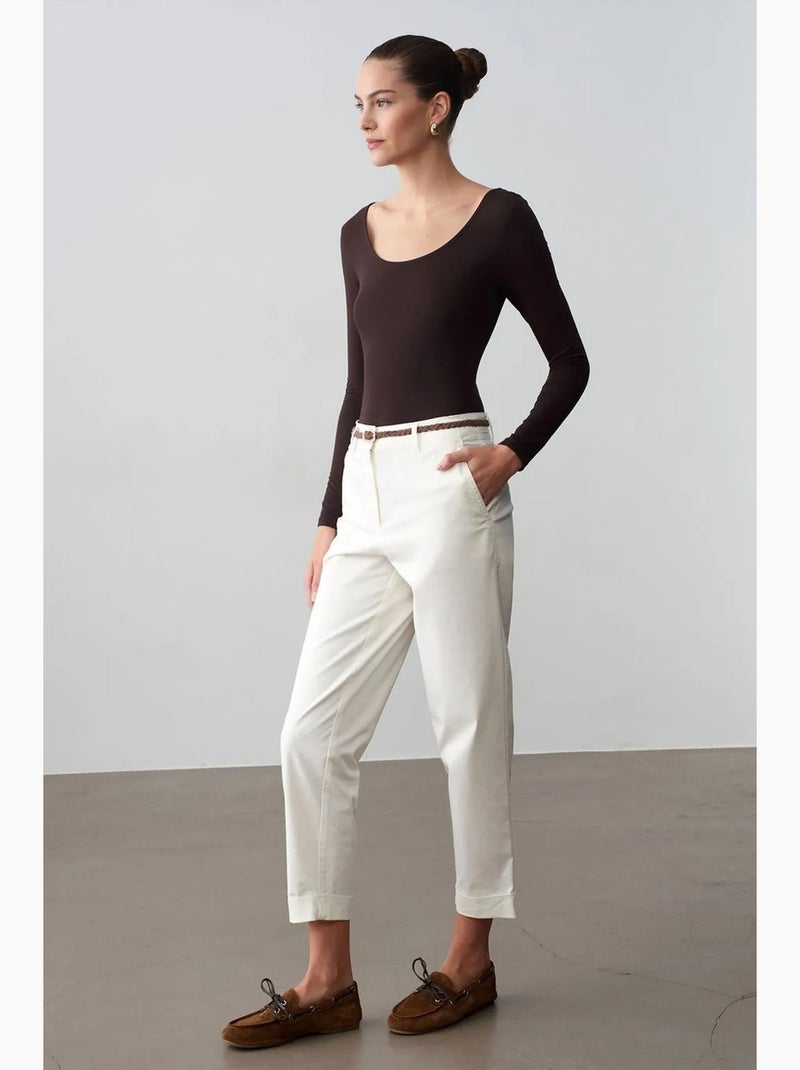 Pantaloni chino dritti con cintura in gabardina dilvin Bianco sporco - Kiabi