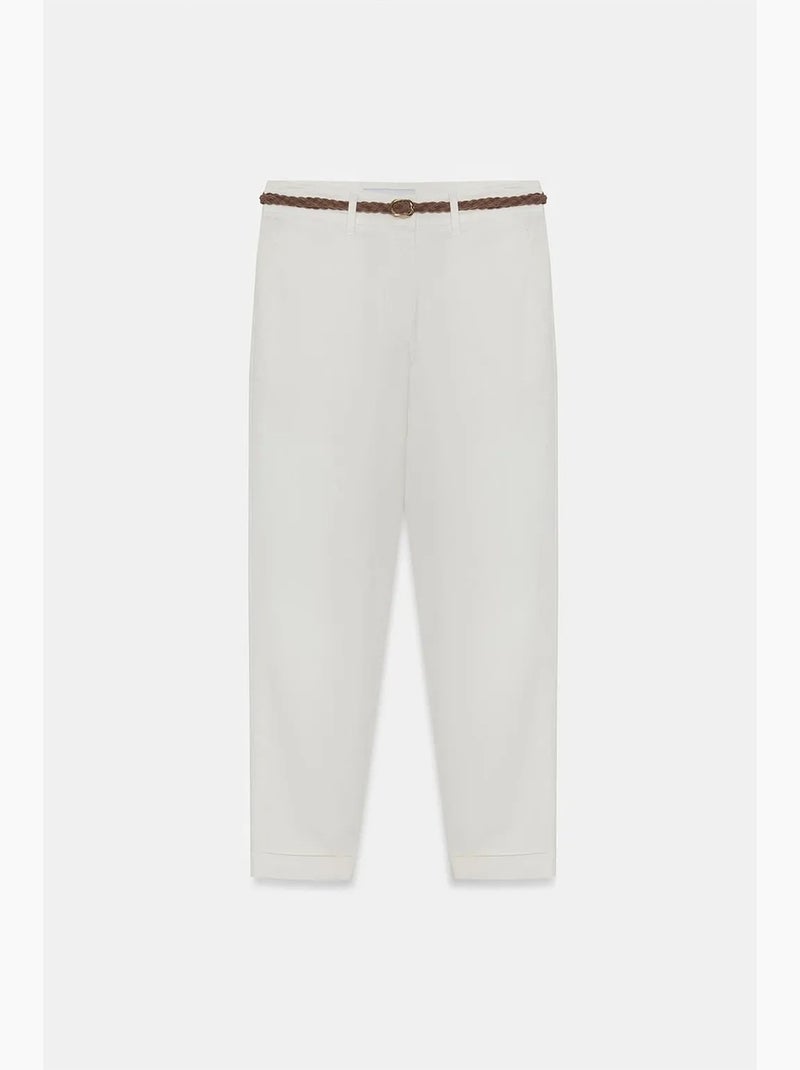 Pantaloni chino dritti con cintura in gabardina dilvin Bianco sporco - Kiabi