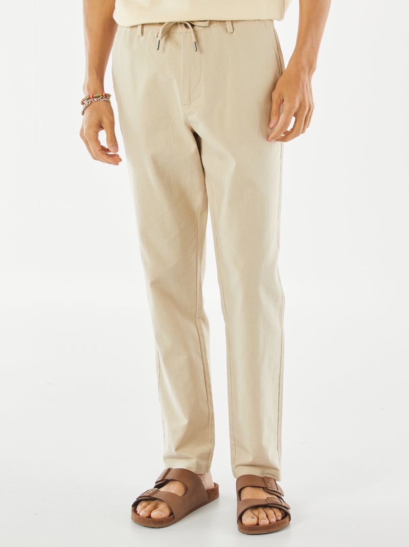 Pantaloni chino dritti in misto lino BEIGE - Kiabi