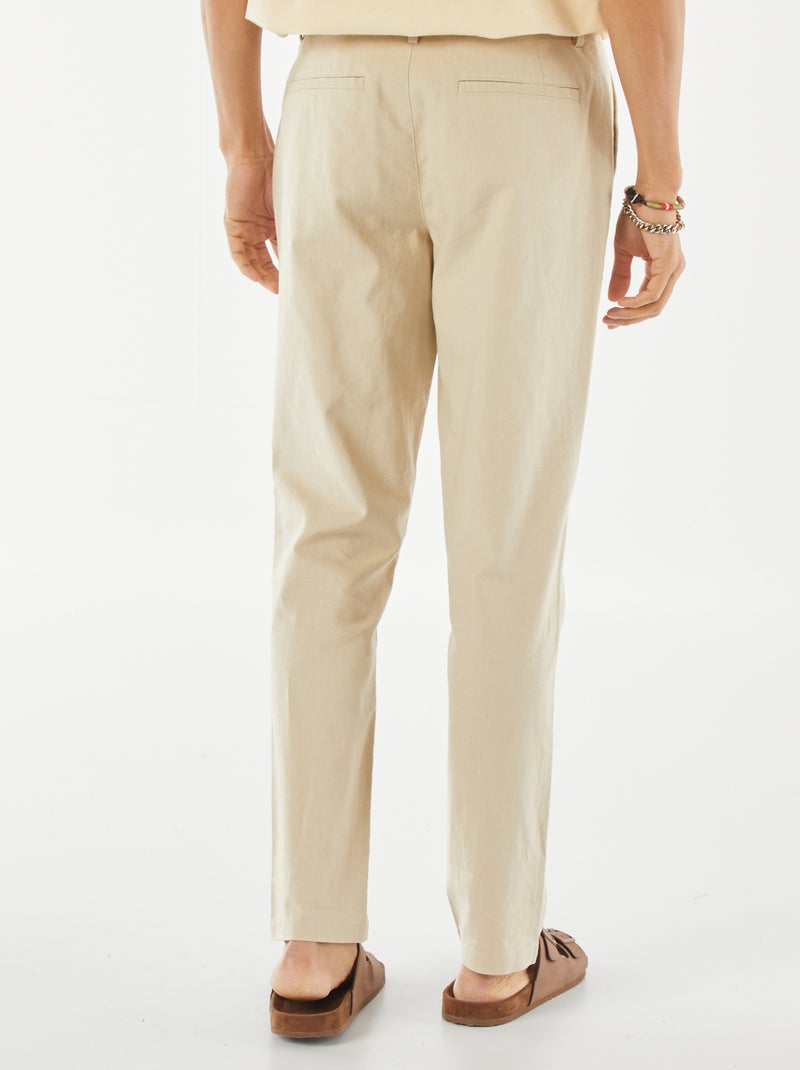 Pantaloni chino dritti in misto lino BEIGE - Kiabi
