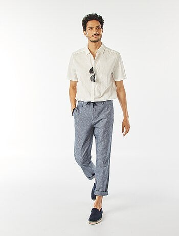 Pantaloni chino dritti in misto lino