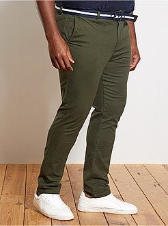 Taglie forti Uomo - Pantaloni chino fitted + cintura - Kiabi