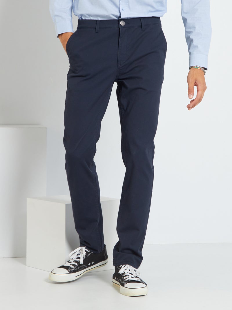 Pantaloni chino in cotone stretch - blu - Kiabi