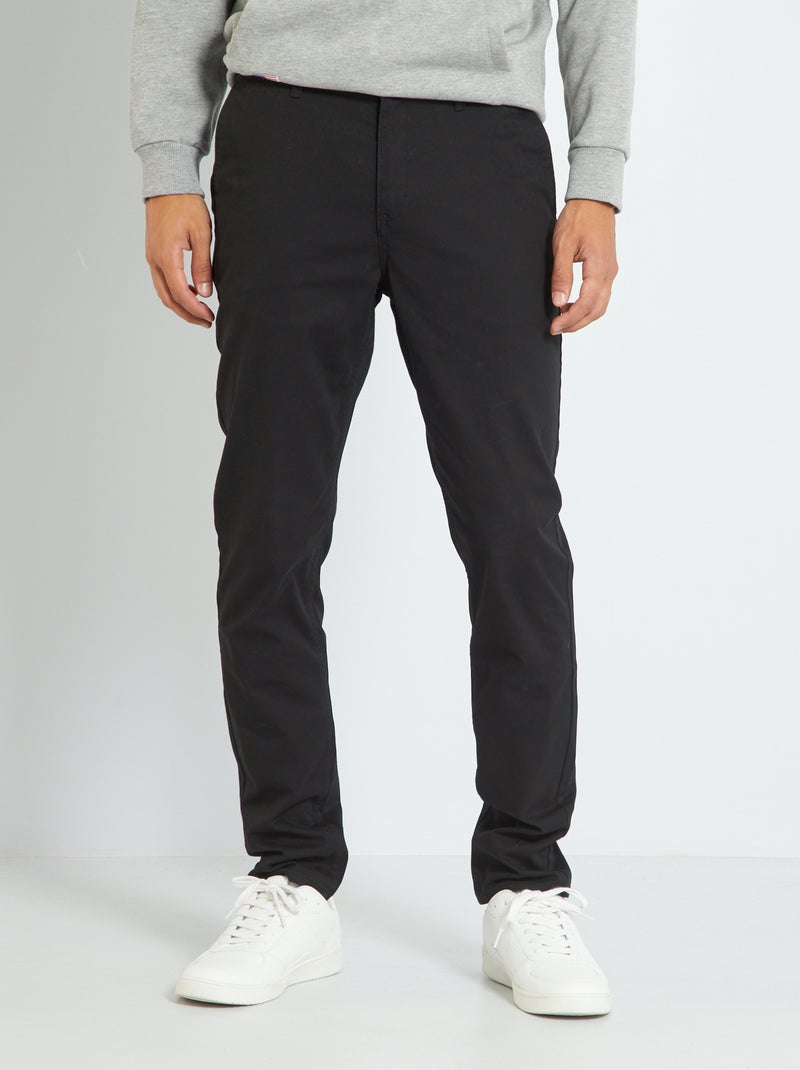 Pantaloni chino in cotone stretch - Nero - Kiabi