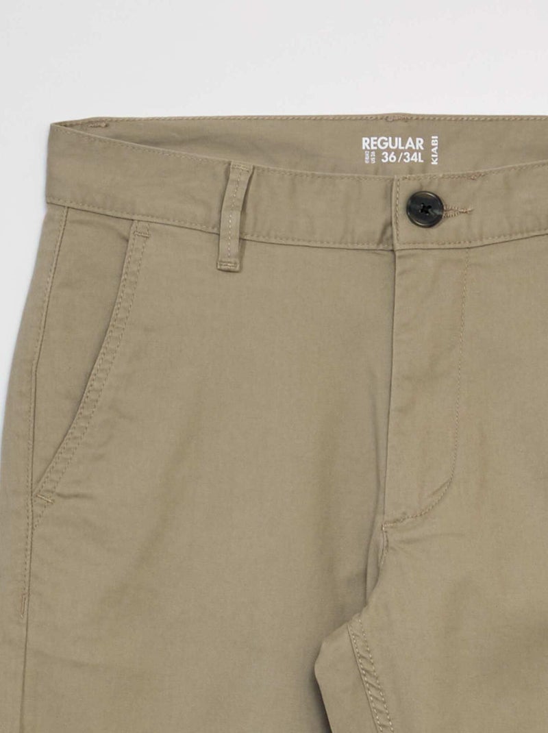 Pantaloni chino in cotone stretch L34 BEIGE - Kiabi