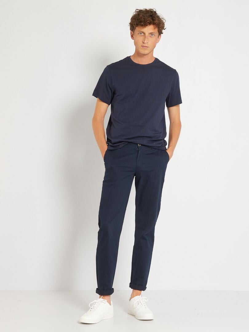 Pantaloni chino in cotone stretch L34 blu - Kiabi