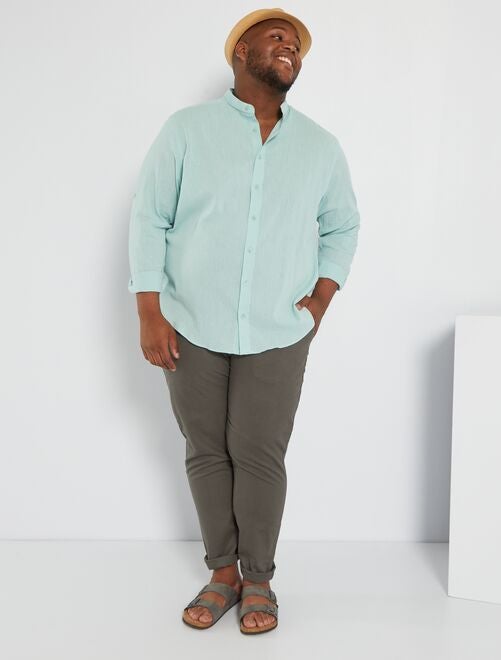 Pantaloni chino in lino - slim fit - KAKI - Kiabi - 22.00€