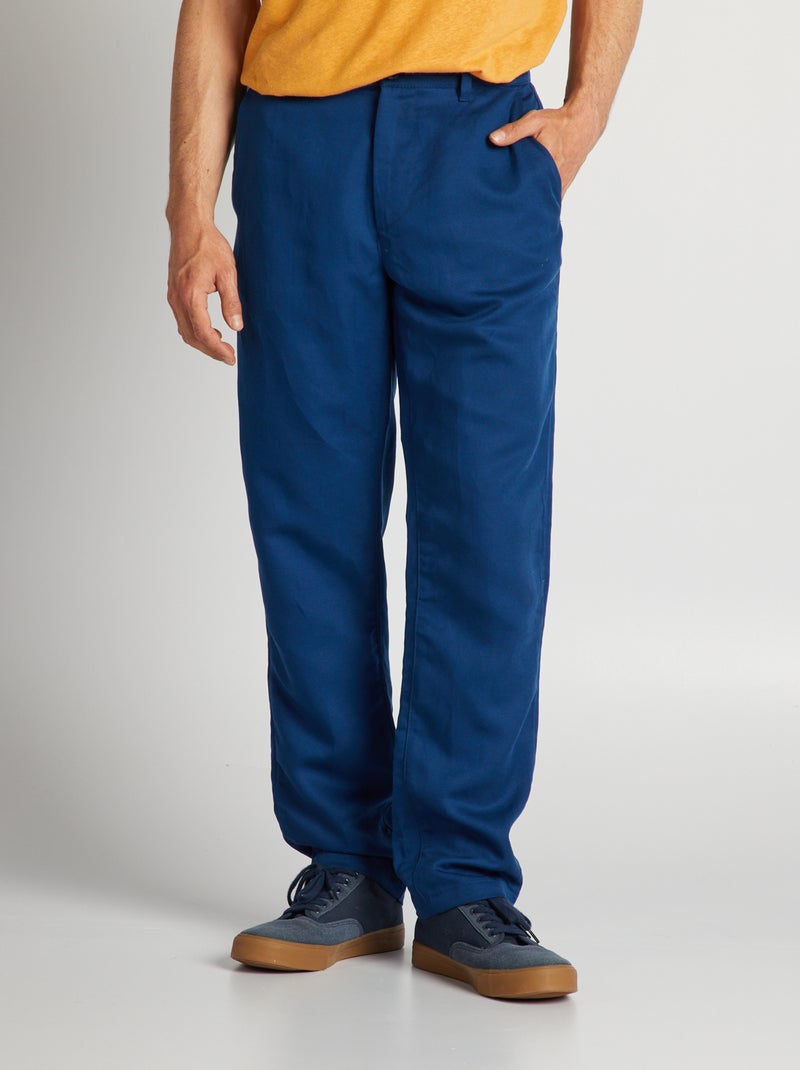 Pantaloni chino in lino BLU - Kiabi