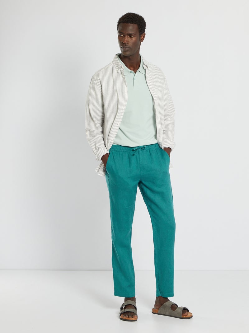 Pantaloni chino in lino blu scuro - Kiabi
