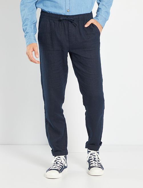 Pantaloni chino in lino - BLU - Kiabi - 25.00€