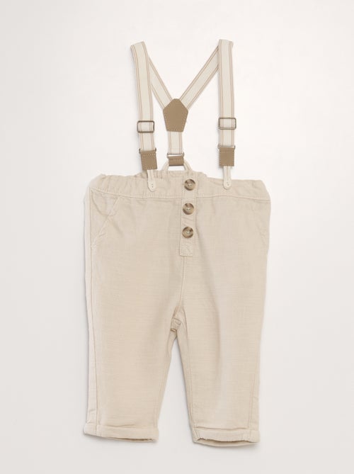 Pantaloni chino in lino con bretelle - Kiabi