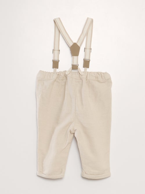Pantaloni chino in lino con bretelle - Kiabi