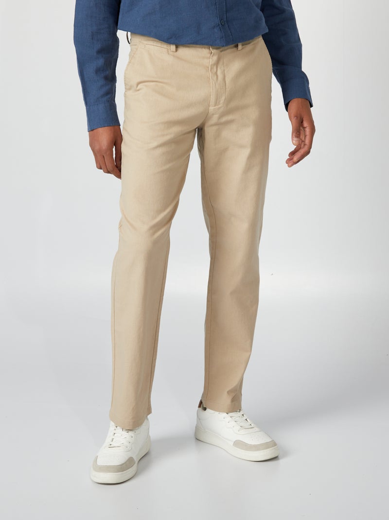 Pantaloni chino in misto lino beige - Kiabi