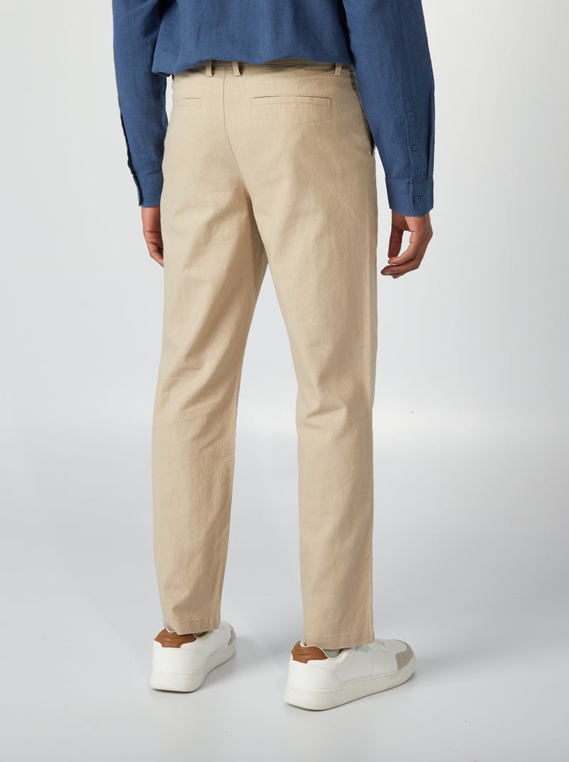 Pantaloni chino in misto lino beige - Kiabi