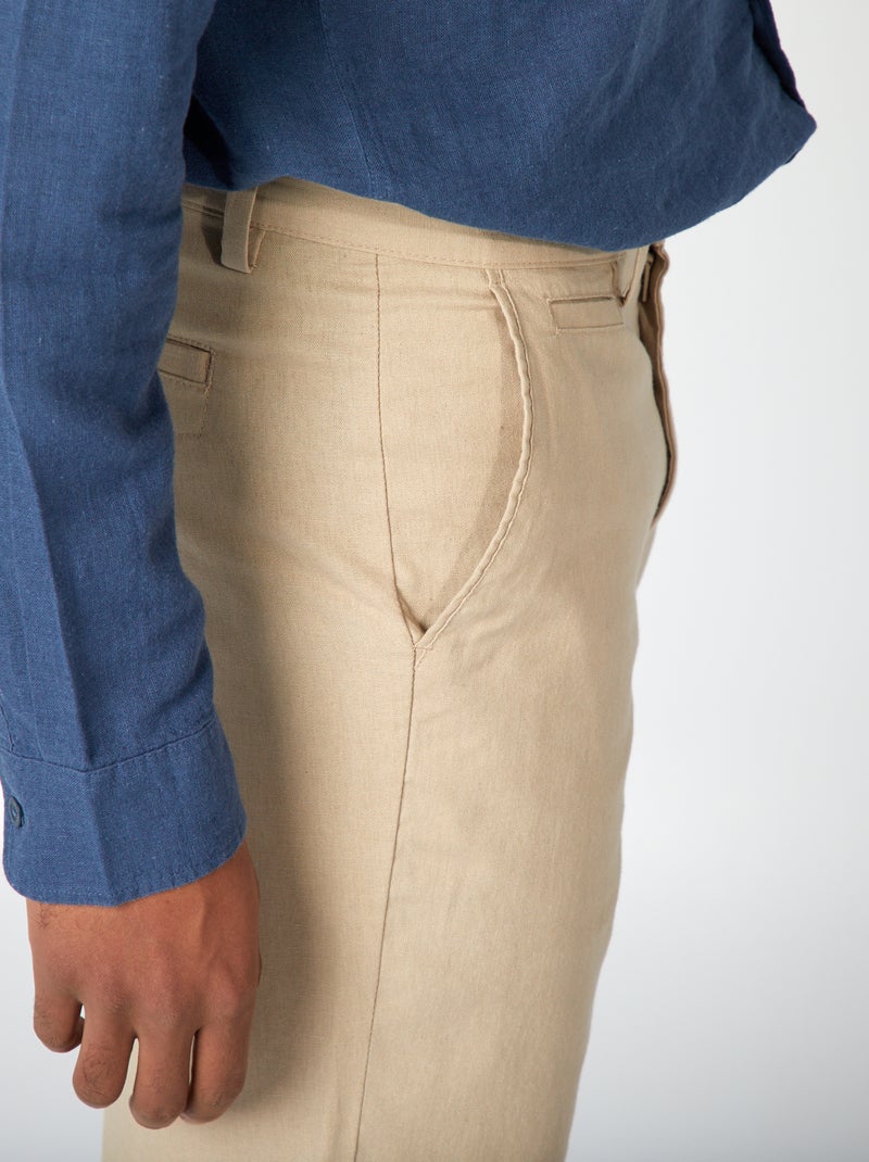 Pantaloni chino in misto lino beige - Kiabi