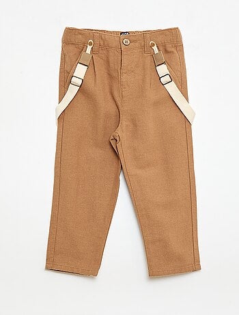 Pantaloni chino in misto lino con bretelle