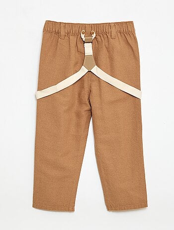 Pantaloni chino in misto lino con bretelle