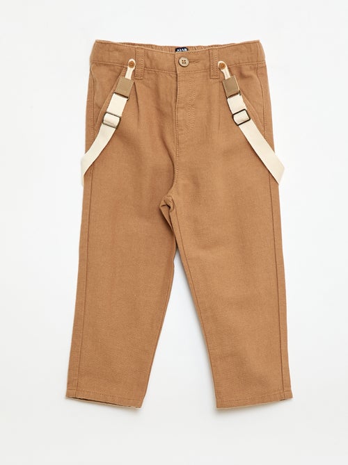 Pantaloni chino in misto lino con bretelle - Kiabi Pantaloni chino in misto lino con bretelle - Kiabi