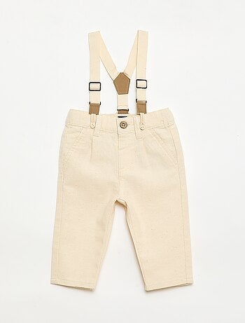 Pantaloni chino in misto lino con bretelle