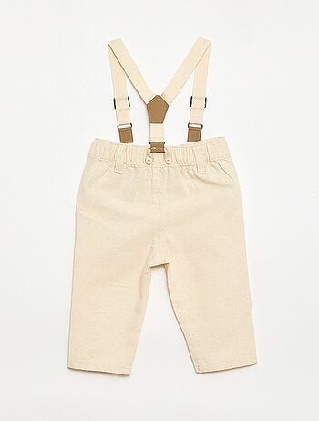 Pantaloni chino in misto lino con bretelle