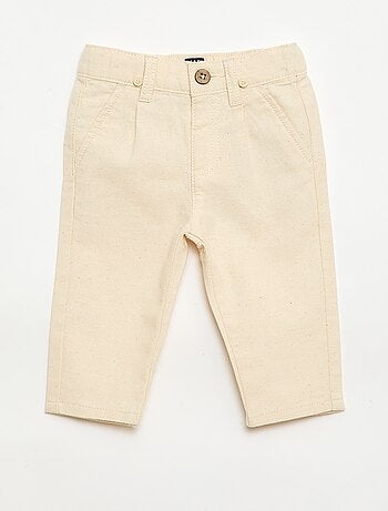 Pantaloni chino in misto lino con bretelle