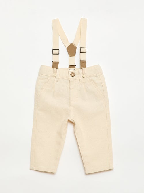 Pantaloni chino in misto lino con bretelle - Kiabi