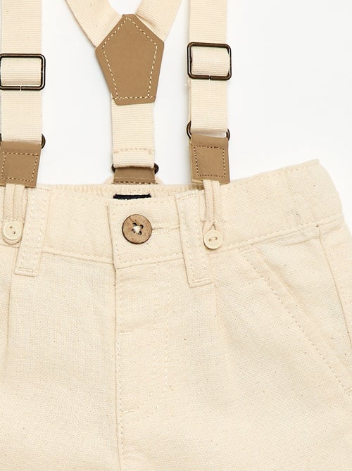 Pantaloni chino in misto lino con bretelle - Kiabi