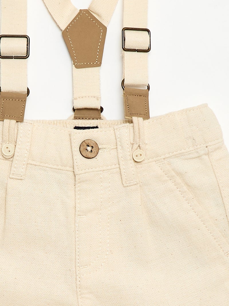 Pantaloni chino in misto lino con bretelle Bianco - Kiabi