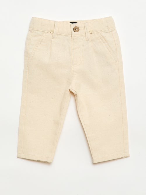 Pantaloni chino in misto lino con bretelle - Kiabi