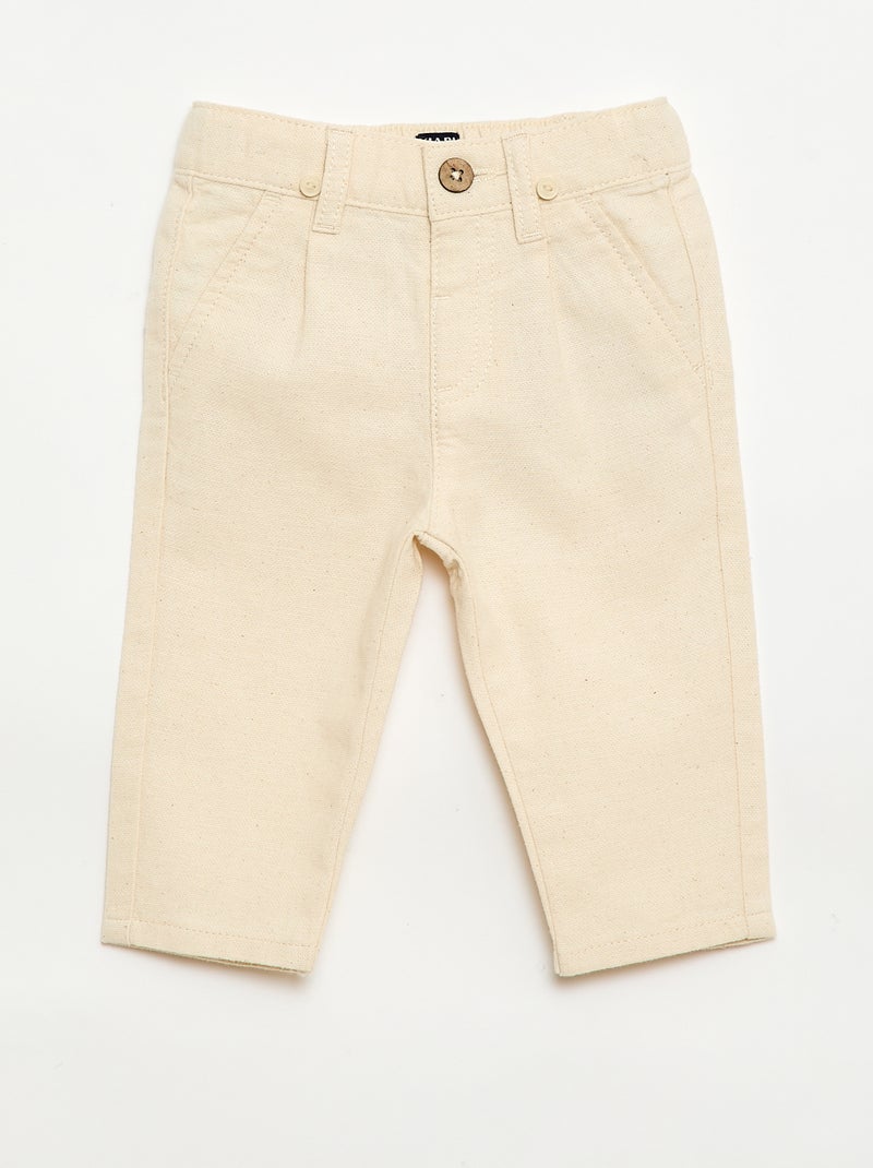 Pantaloni chino in misto lino con bretelle Bianco - Kiabi