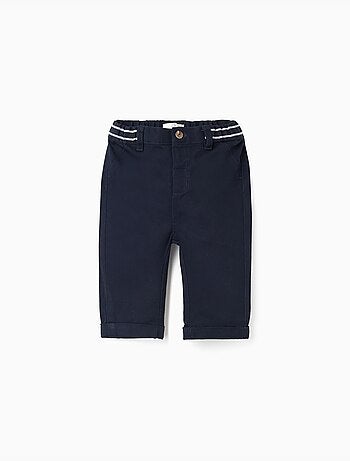 Pantaloni chino in saffiano con nastro a righe