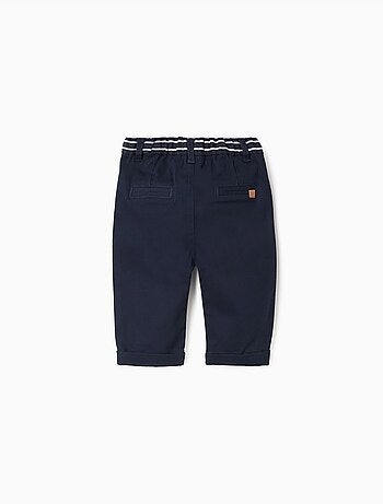 Pantaloni chino in saffiano con nastro a righe