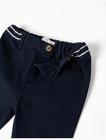 Pantaloni chino in saffiano con nastro a righe