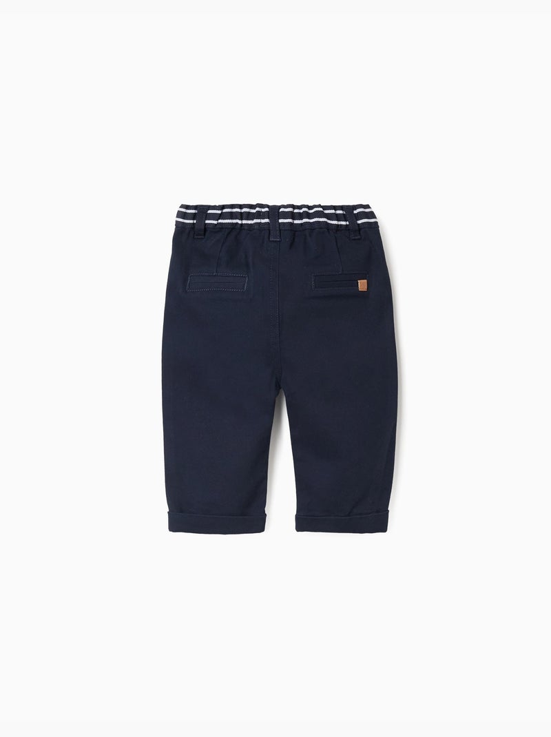 Pantaloni chino in saffiano con nastro a righe Blu scuro - Kiabi
