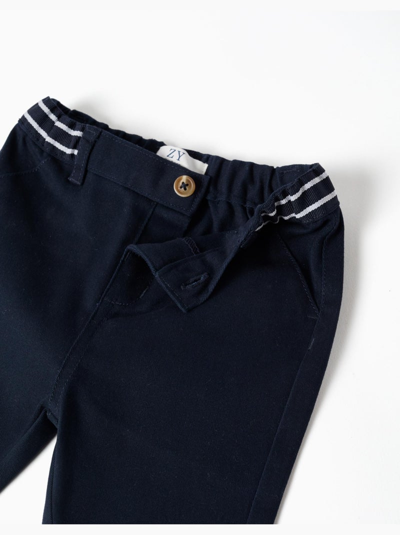 Pantaloni chino in saffiano con nastro a righe Blu scuro - Kiabi